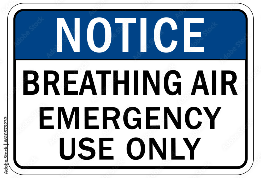 Breathing air station sign and labels breathing air, emergency use only