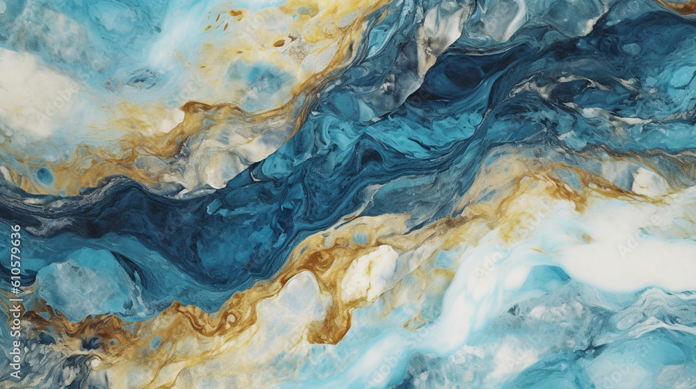 Blue ocean background. Marble stone texture with Generative Ai.
