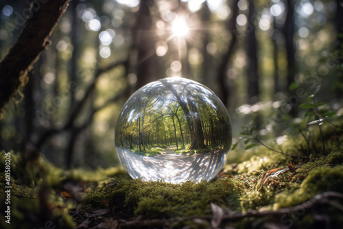 glass globe in a forest