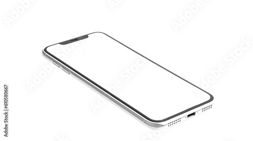 a blank screen smartphone mockup, Cellphone frame with blank display isolated template, phone different angles views. Ai generative
