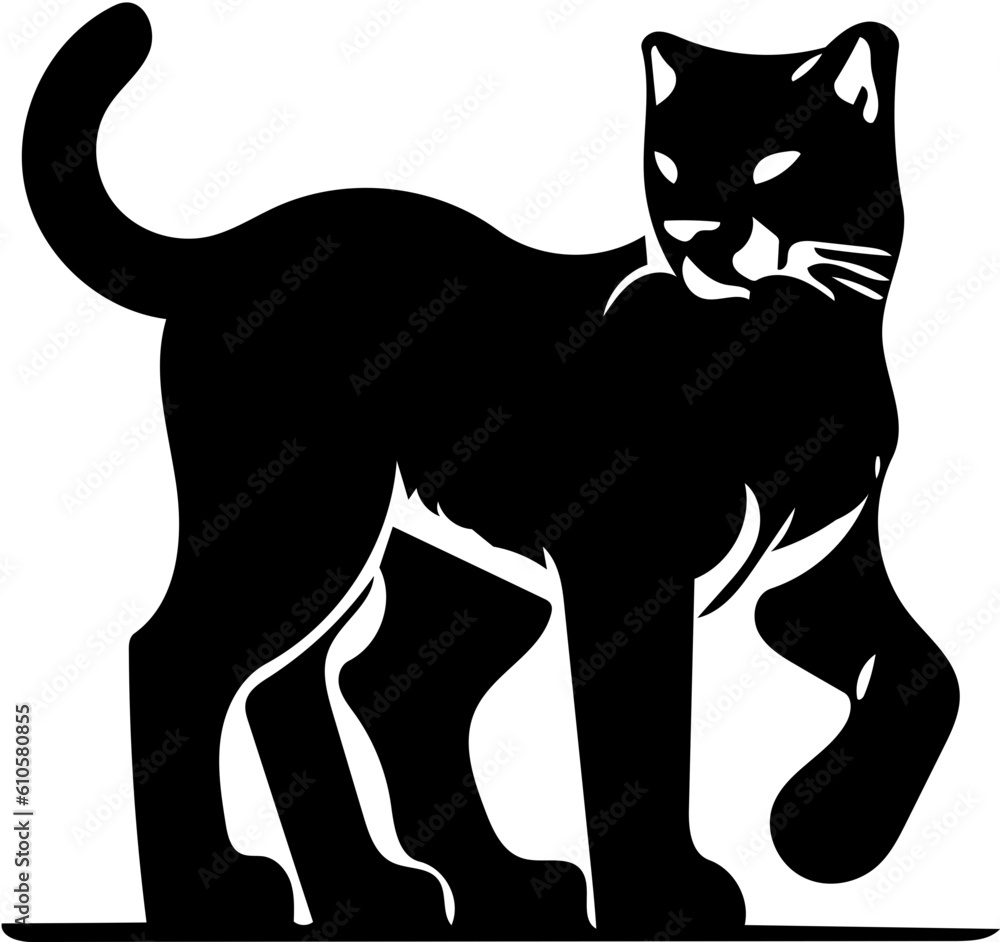 Black vector logo illustration of a cougar, drawing of a predator