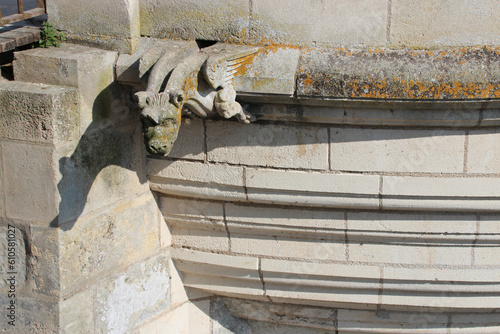 gargoyle at a gothic and renaissance castle in touraine (france) photo
