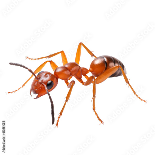 ant walking isolated on transparent background cutout , generative ai