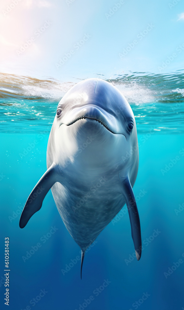 Naklejka premium cute dolphin. Generative AI