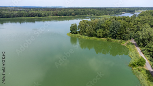 Ponds - aerial view, general landscape of Lower Silesia in Poland.