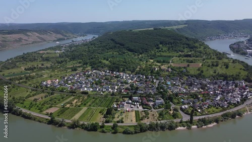 Aerial View, The great Rhine Loop of Boppard, Germany.
Bopparder Hamm Rheinschleife in upper middle rhine valley. photo