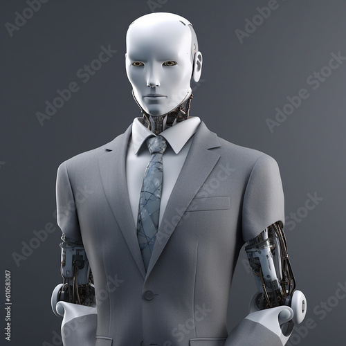AI robot dressed business suit, generative AI