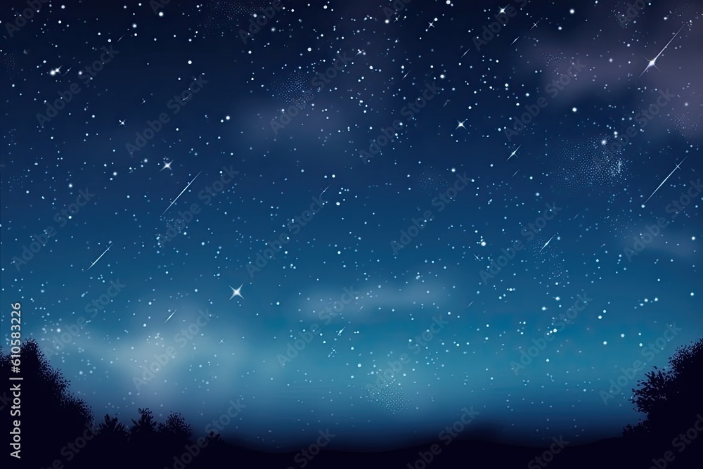 Fototapeta premium Background of an illustration of a starry night sky on a summer night. Generative AI