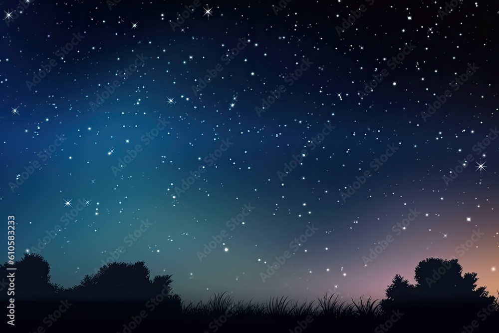 Background of an illustration of a starry night sky on a summer night. Generative AI Background of an illustration of a starry night sky on a summer night. Generative AI