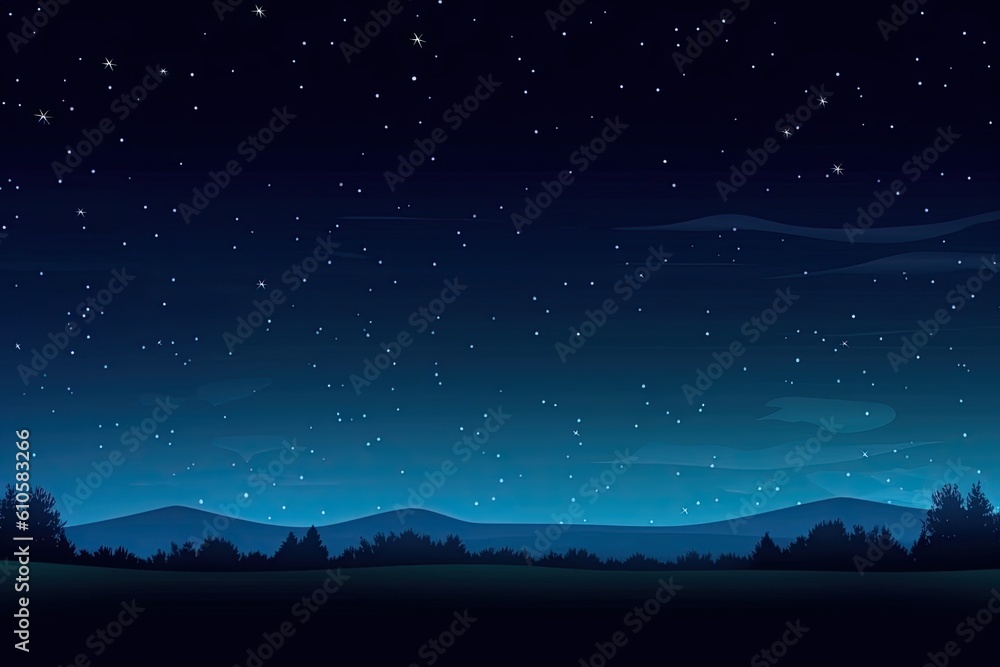 Background of an illustration of a starry night sky on a summer night. Generative AI