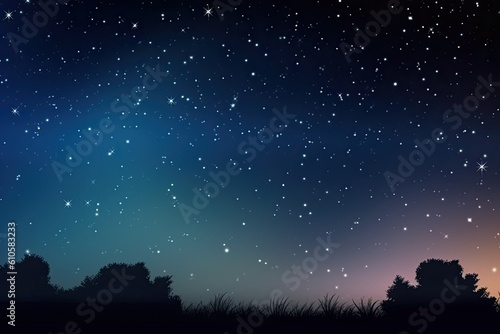 Background of an illustration of a starry night sky on a summer night. Generative AI © Gelpi