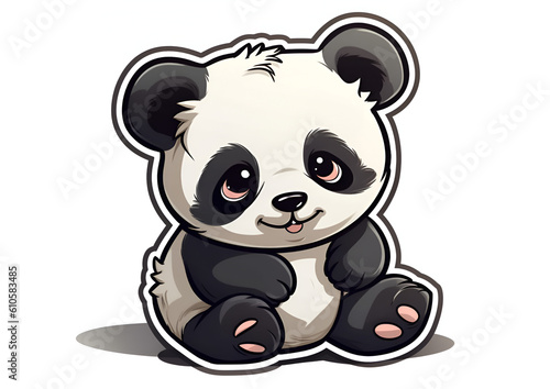 panda  sticker  white background. generative ai
