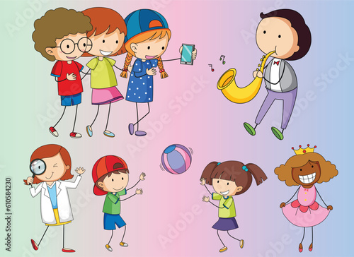 Set of people in different pose characters