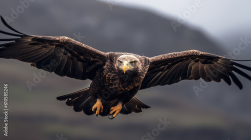 Generative ai illustration of Flying Eagle looking at camera