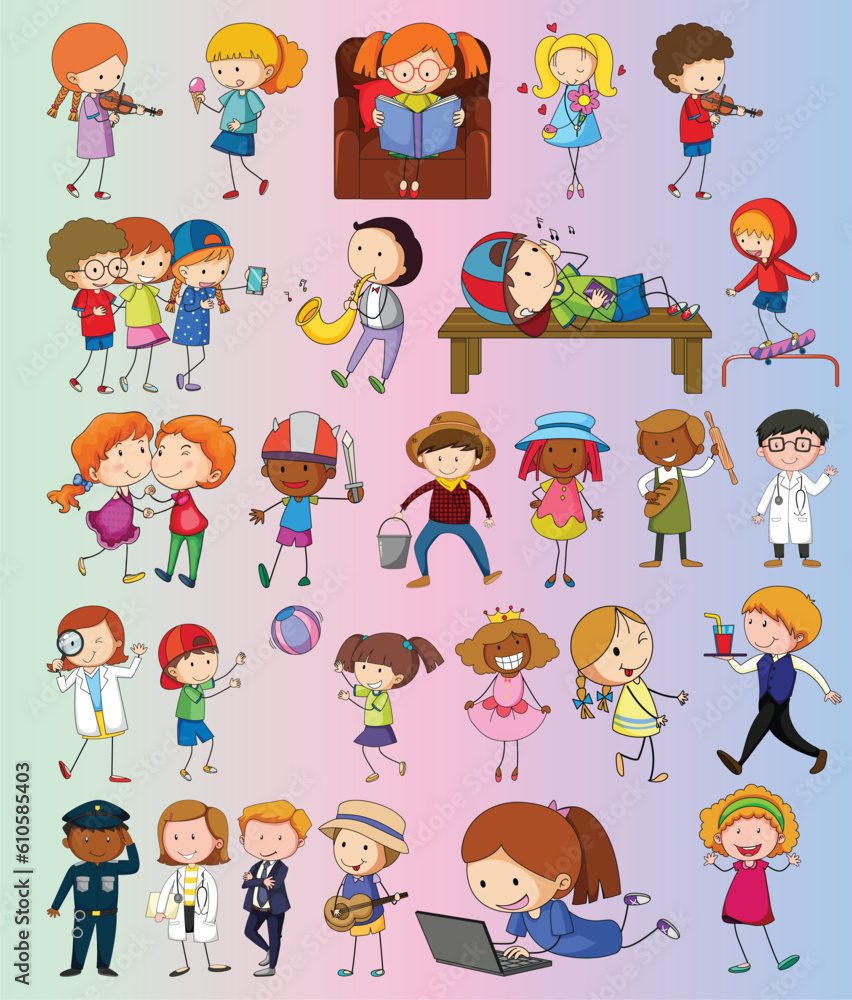Set of people in different pose characters