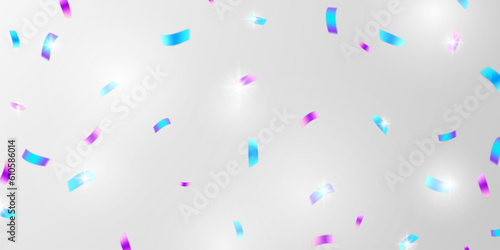 Colorful confetti and zigzag ribbons falling from above Streamers, tinsel vector