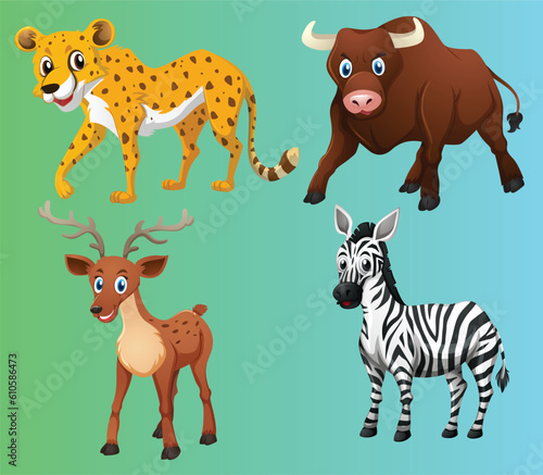 Wild animals on gradient background