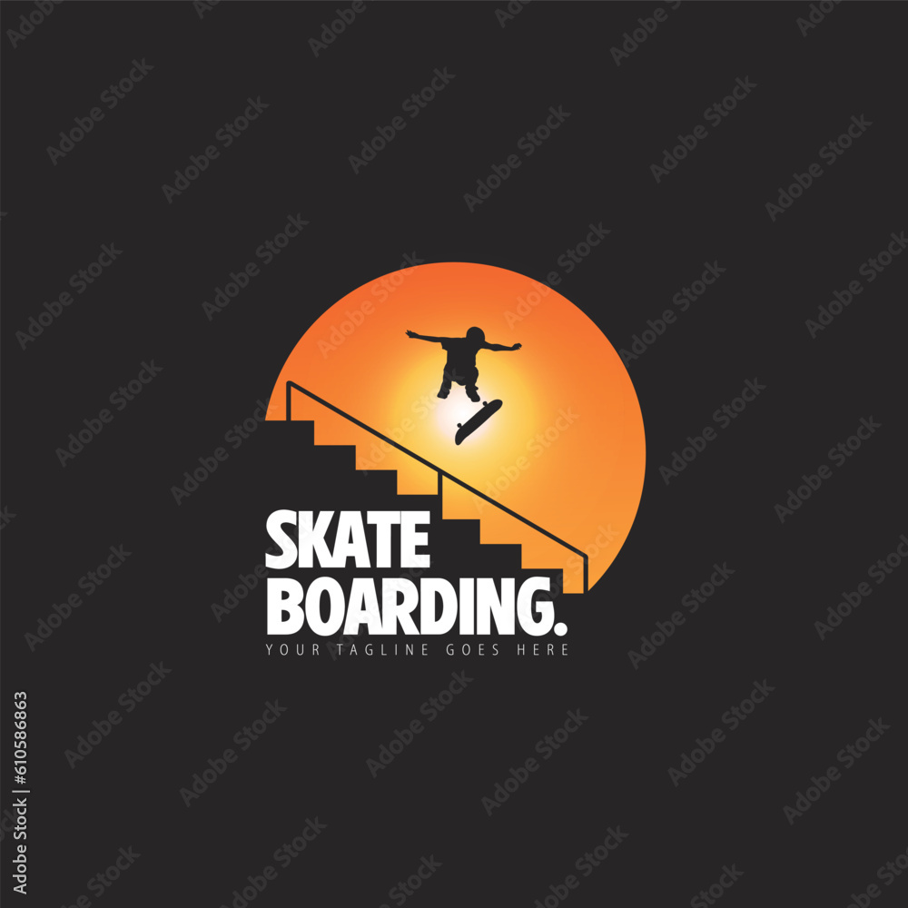 Skatevoarding logo.Skateboard activity board skate skating vector image.