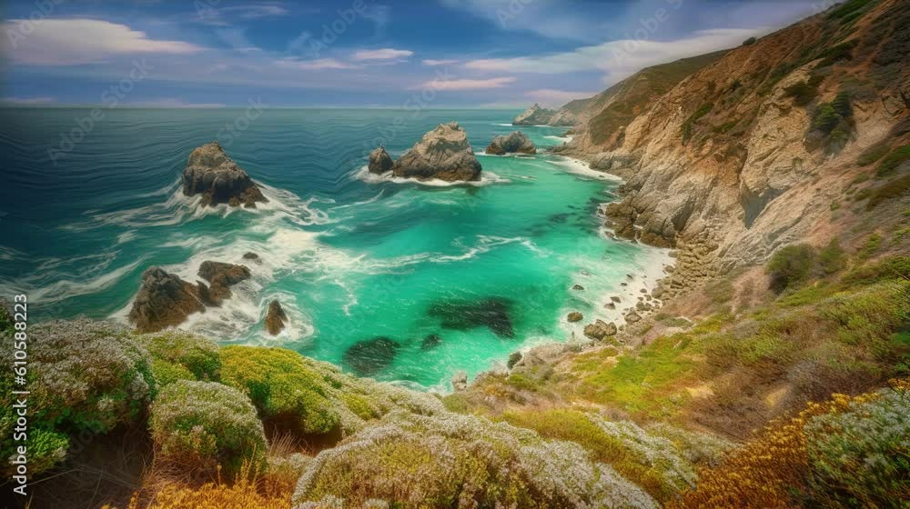Breathtaking 4K HD Video: Coastal Majesty of Big Sur with Animated Ocean Breathtaking 4K HD Video: Coastal Majesty of Big Sur with Animated Ocean
