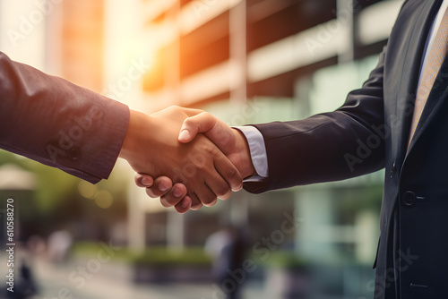 Business people shaking hands, good deal - Successful businessmen handshaking hands