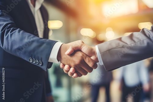 Business people shaking hands, good deal - Successful businessmen handshaking hands