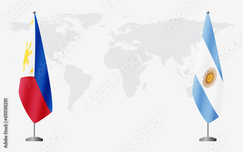 Philippines and Argentina flags for official meeting
