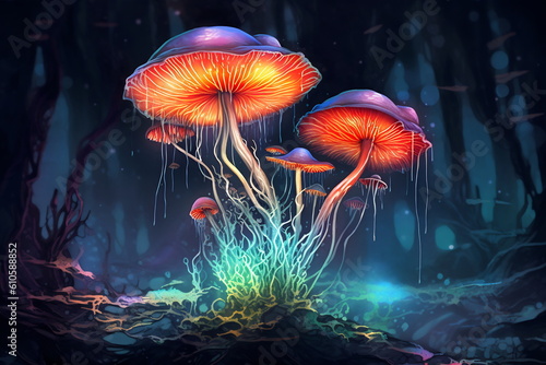 Psilocybin mushrooms. Commonly known as magic mushrooms, a group of fungi that contain psilocybin which turns into psilocin upon ingestion and cause the psychedelic effects