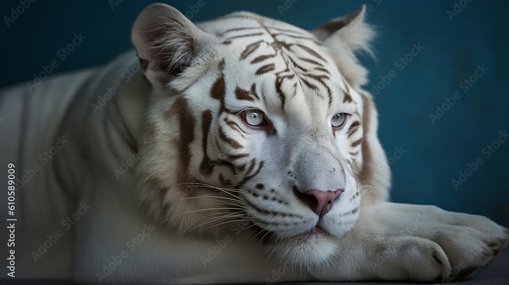 Portret of albino tiger. Generative AI