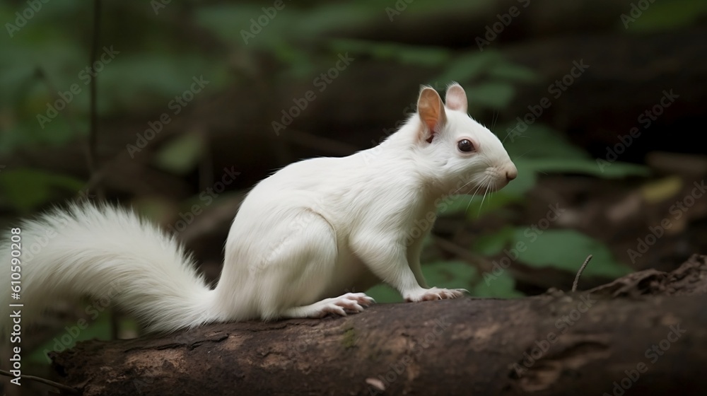 Albino squirrel in the wood. Generative AI Albino squirrel in the wood. Generative AI