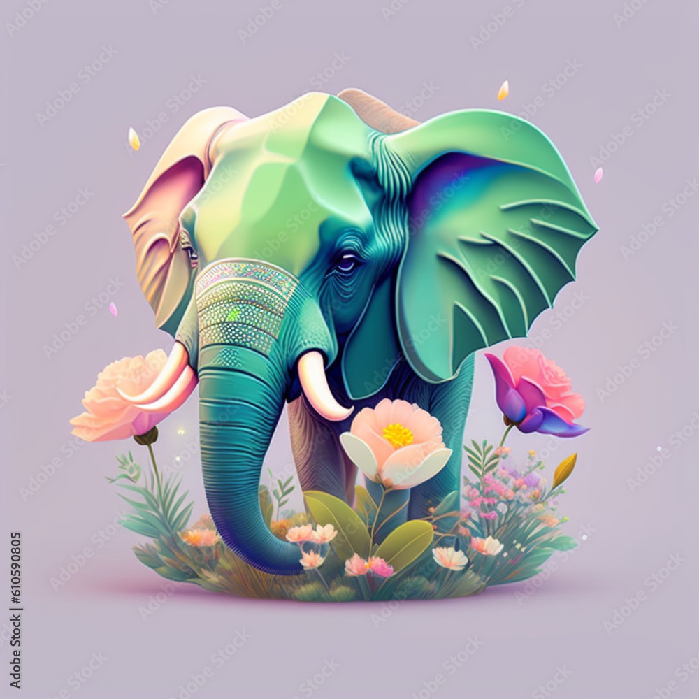 elephant logo with generative Ai Stock Illustration | Adobe Stock