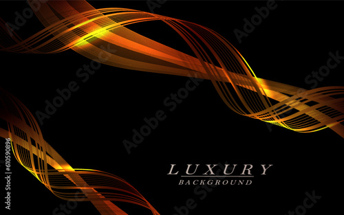 Two isolated elements, golden tone wave patterns on a black background