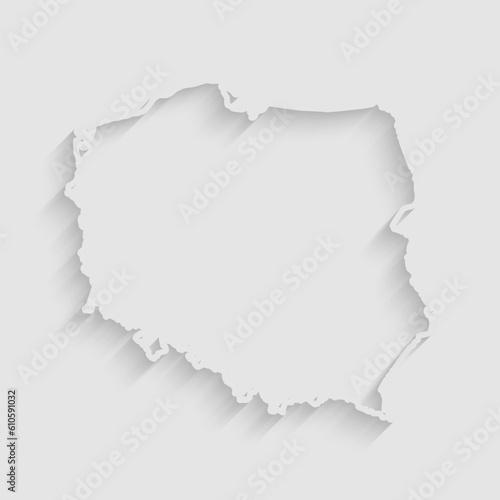 Vector map Poland, abstract inner shadow