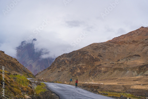 mountains, cloudy sky, landscape at Spangnak Ri near Moriri lake, Ladakh, India photo