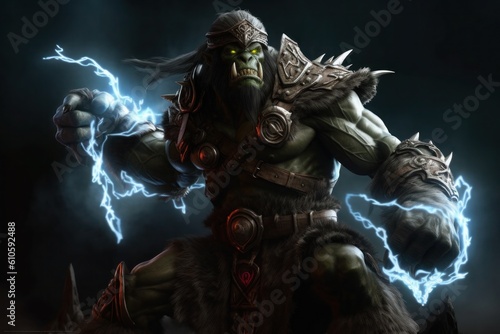 As an orc, they possesses immense strength and resilience. His green skin and muscular physique reflect his warrior heritage. 