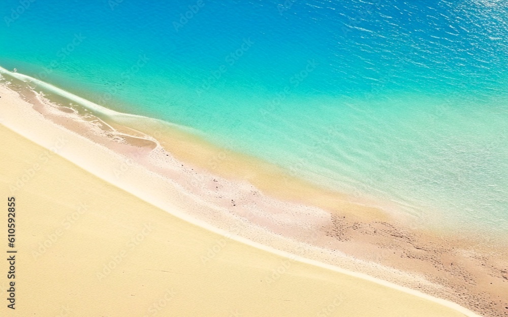 View of sea water and beach sand on sunny day, Generative AI illustration