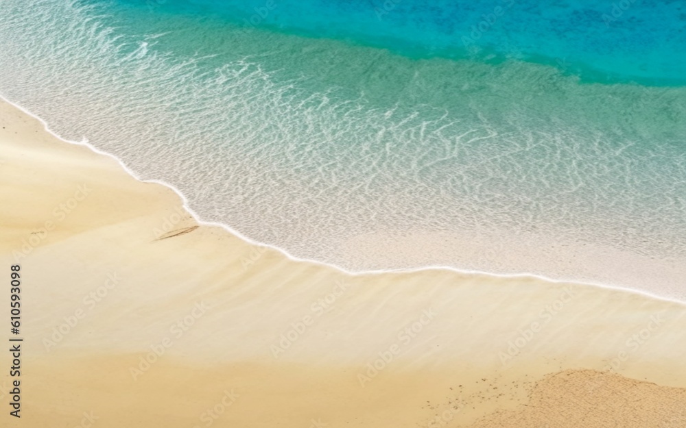 View of sea water and beach sand on sunny day, Generative AI illustration View of sea water and beach sand on sunny day, Generative AI illustration