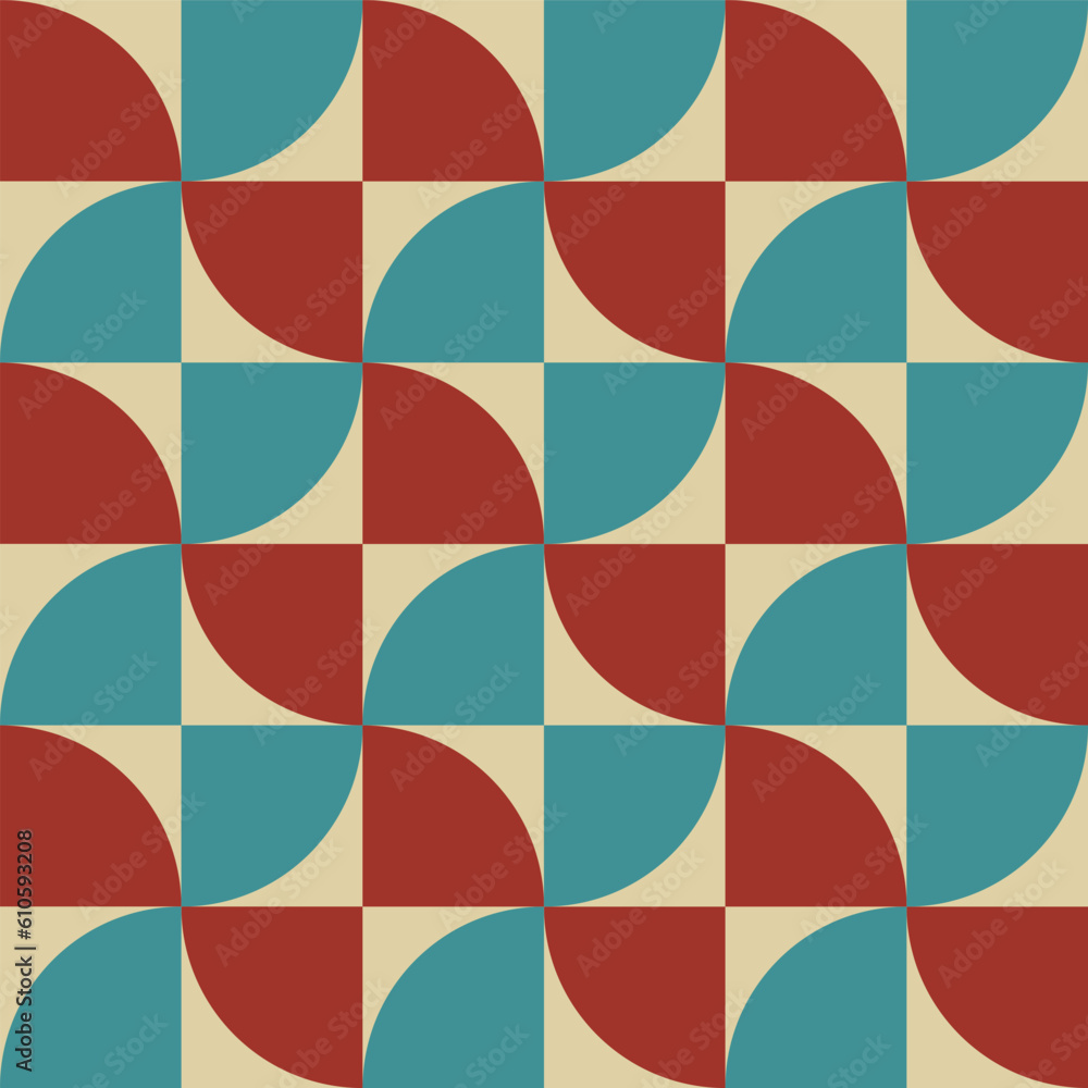 Trendy retro vector geometric seamless pattern with red and blue circles Trendy retro vector geometric seamless pattern with red and blue circles