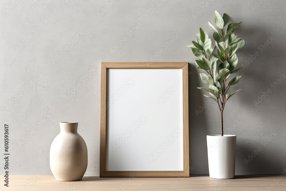 Mock up poster frame in modern interior background Mock up poster frame in modern interior background