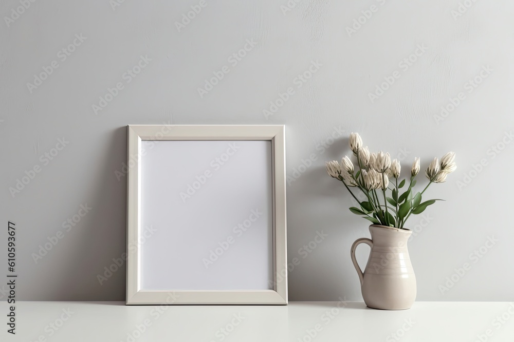 Mock up poster frame in modern interior background Mock up poster frame in modern interior background