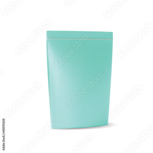 3d Doypack Pouch Packaging Mockup with Screw Cap Cartoon Style Isolated on a White Background. Vector illustration