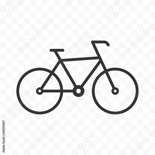 Bicycle symbol. Bike icon for design on a transparent background. Easily editable line art. Vector stock illustration.