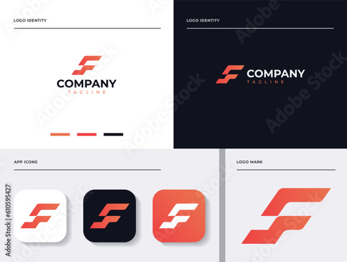 Letter F Professional logo set. Easy to use on various types of business and company. The sign itself would look great as a social media avatar and website or mobile icon.