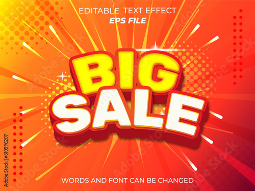 big sale text effect, font editable, typography, 3d text. vector template