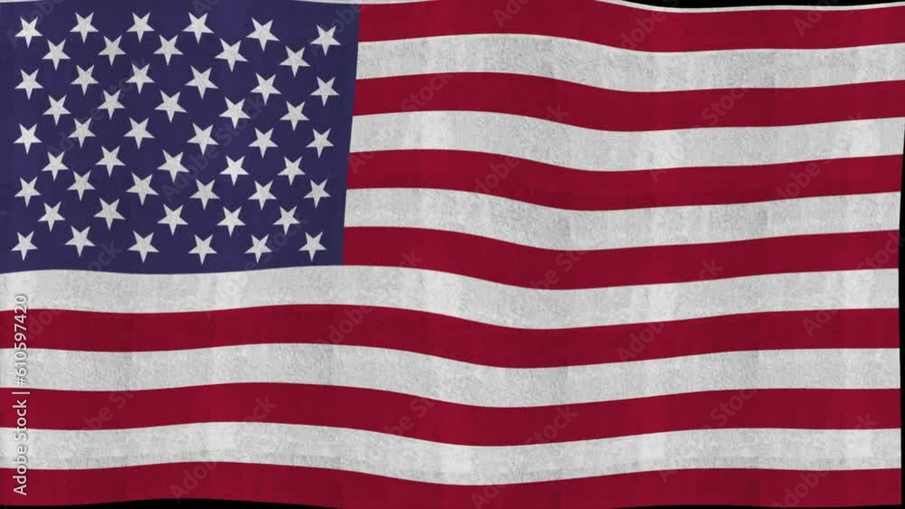 Happy Memorial Day With Waving Flag Animation With Fire Work On Black ...