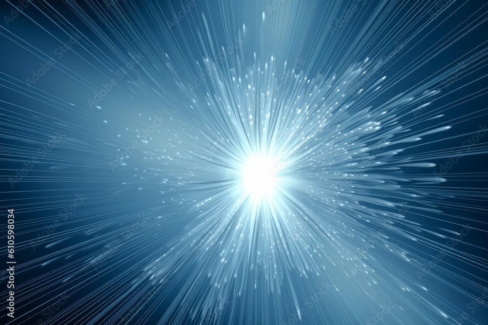 Abstract blue background with a white starburst pattern, Generative ai