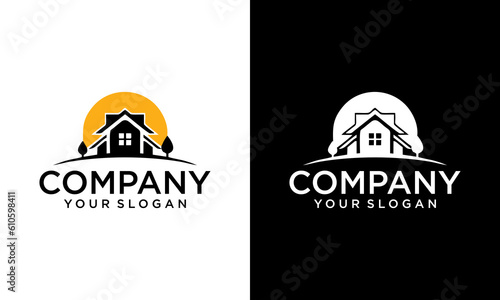 Creative Home Construction Concept Logo Design Template