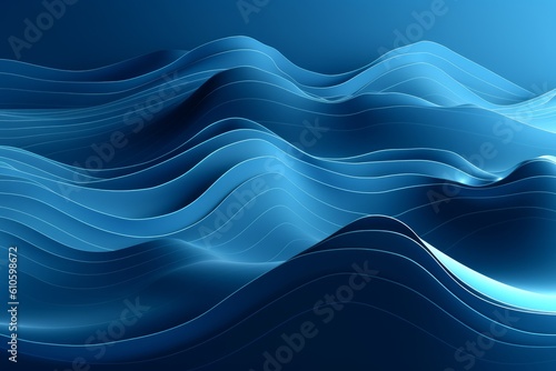 Abstract blue background with a wave pattern. Generative ai