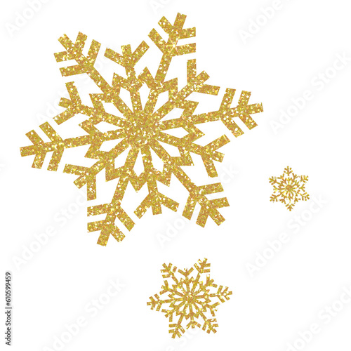 Glitter golden snowflake . Snowflake icon. Design for decorating,background, wallpaper, illustration.