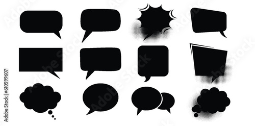 Pop black art style comic sound effects, Vector Cartoon explosions, sound expression and comic speech bubble, set