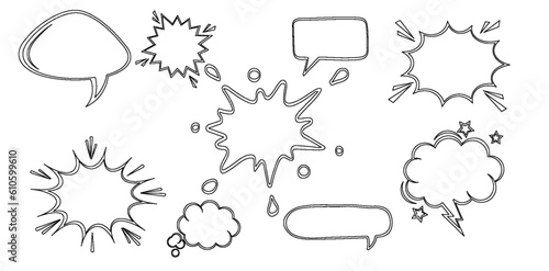 Pop outlined art style comic sound effects, Vector Cartoon explosions, sound expression and comic speech bubble, set